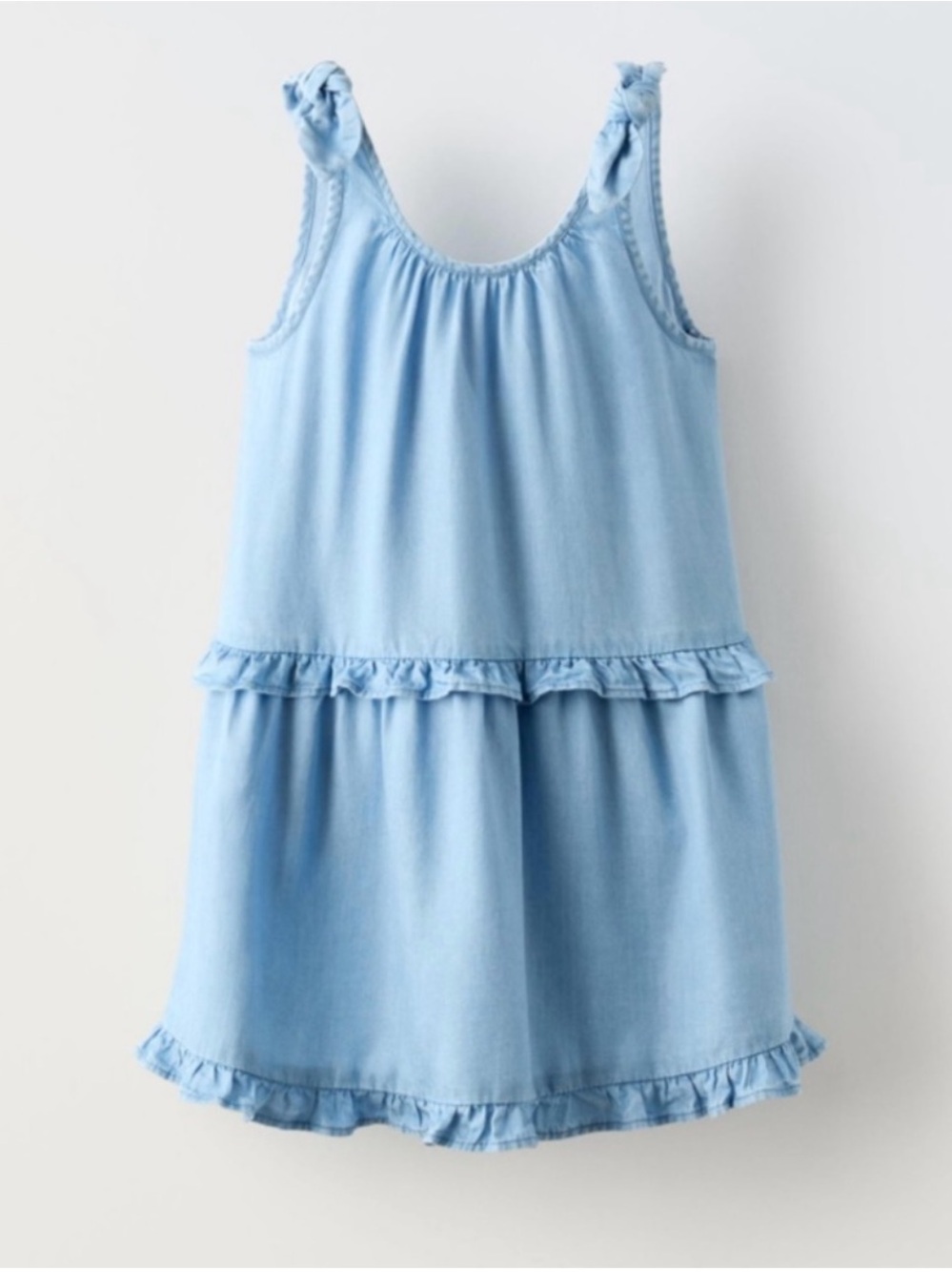 Zara Kids Light Denim Blue Ruffle Tank Dress, Size 4-5 Years